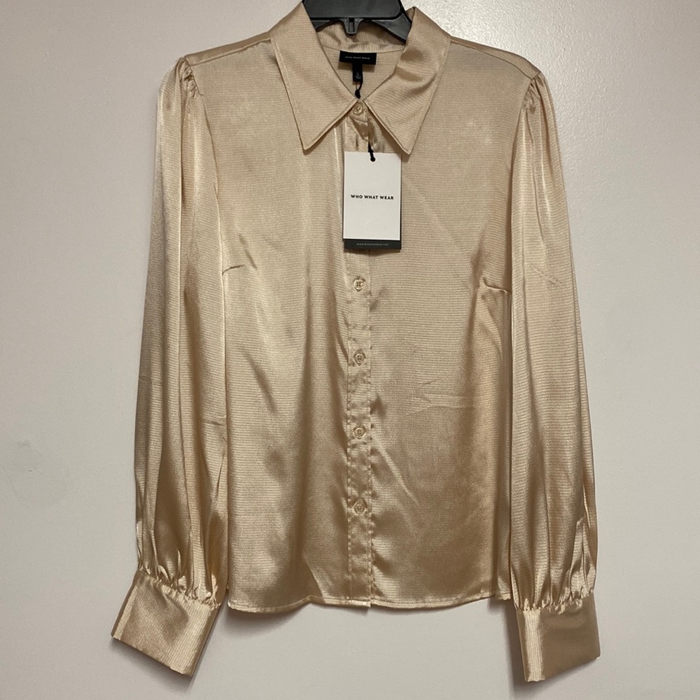 Metallic Button Up Blouse NWT
